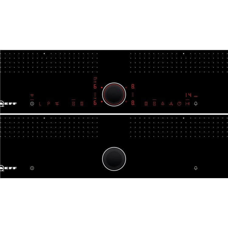 Neff T66TS6RN0 TwistPad Fire Control 56cm Induction Hob With FlexInduction Zones - Black With Stainless Steel Frame