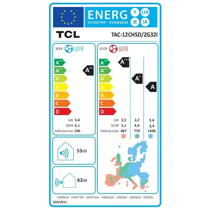TCL 12000 BTU Smart A++ Wall Mounted Split Air Conditioner with Heat Pump 