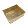 GRADE A1 - Single Bowl Brushed Brass Undermount Stainless Steel Kitchen Sink - Enza Tamara