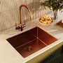 Box Opened Enza Tamara Single Bowl Copper Undermount Stainless Steel Kitchen Sink