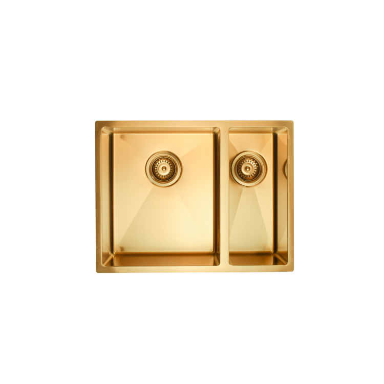 1.5 Bowl Undermount Brushed Brass Stainless Steel Kitchen Sink - Enza Tamara