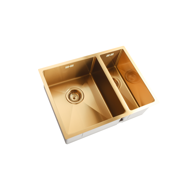1.5 Bowl Undermount Brushed Brass Stainless Steel Kitchen Sink - Enza Tamara