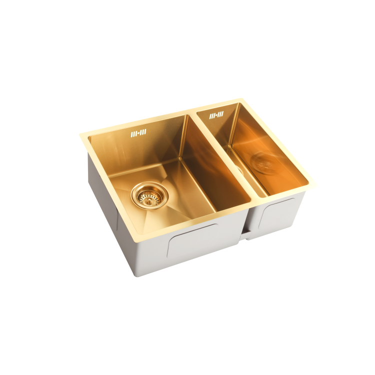 1.5 Bowl Undermount Brushed Brass Stainless Steel Kitchen Sink - Enza Tamara