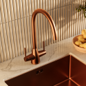 TAMDLABC Brushed Copper Dual Lever Monobloc Kitchen Mixer Tap - Enza Tamara