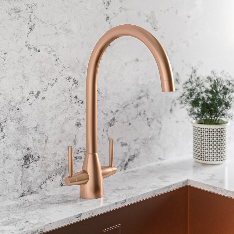 Copper Dual Lever Monobloc Kitchen Mixer Tap - Enza Tamara