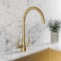 ONLY OPENED - Brass Twin Lever Monobloc Kitchen Sink Mixer Tap - Enza Tamara