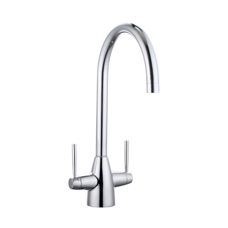 Chrome Dual Lever Monobloc Kitchen Mixer Tap - Enza Tamara