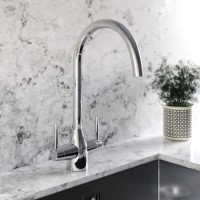 Chrome Dual Lever Monobloc Kitchen Mixer Tap - Enza Tamara Chrome Dual Lever Monobloc Kitchen Mixer Tap - Enza Tamara