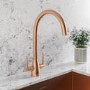 Copper Twin Lever Monobloc Kitchen Sink Mixer Tap - Enza Tamara