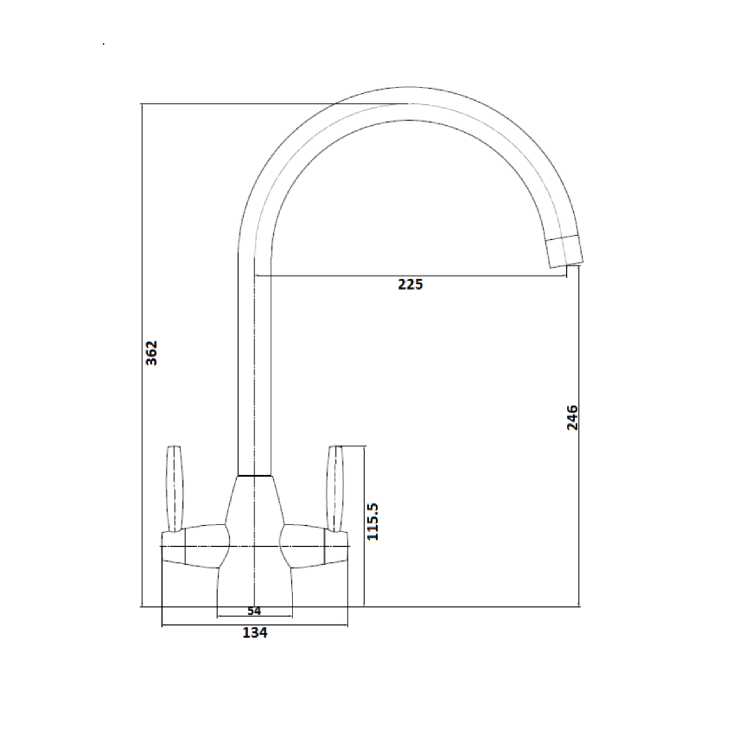 Black Dual Lever Monobloc  Kitchen Mixer Tap - Enza Tamara