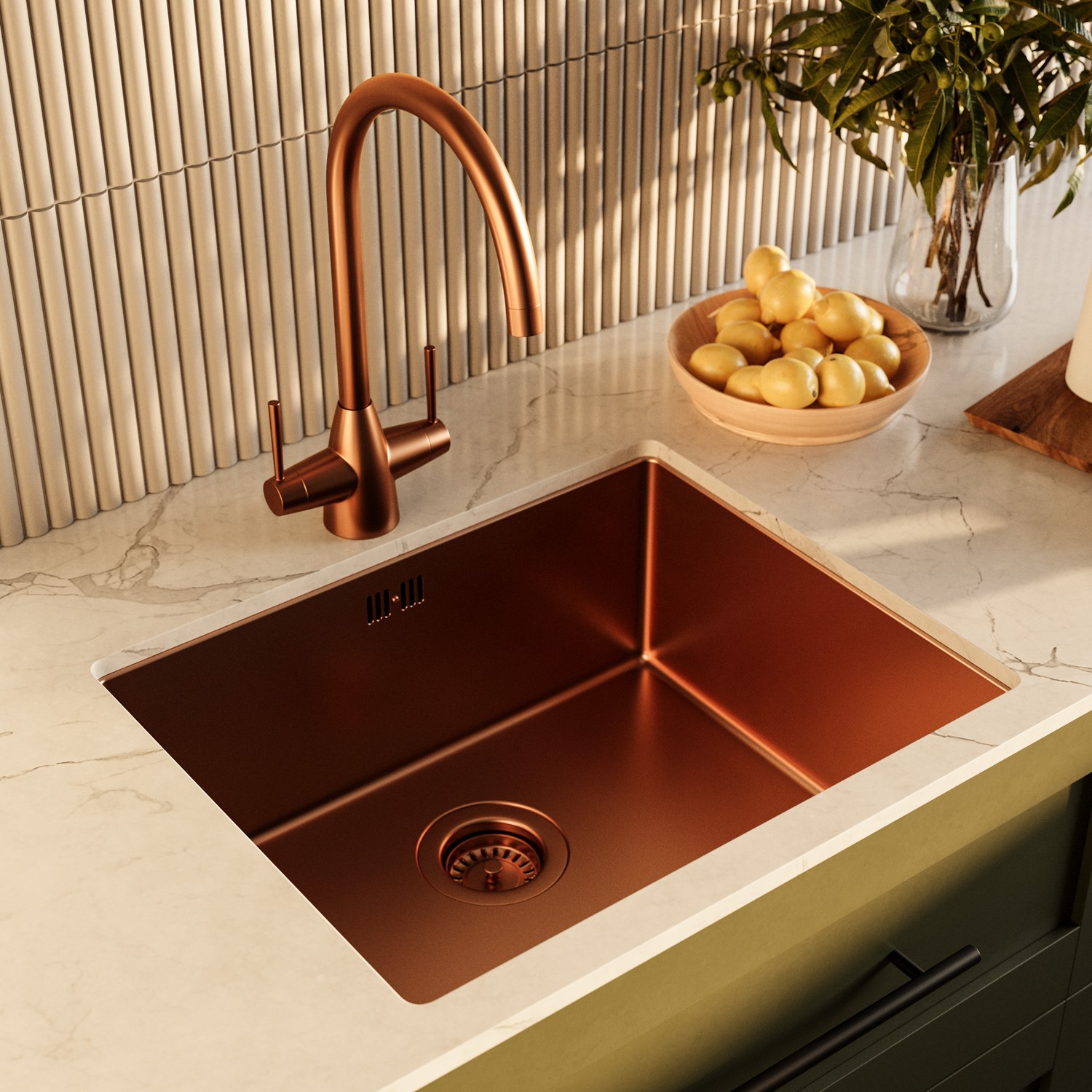 Enza Single Bowl  Undermount Stainless Steel Kitchen Sink Tamara 5343R-C