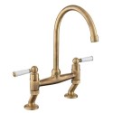 TAQCLASSBRABWH Rangemaster AquaClassic Double Lever Kitchen Mixer Tap - Antique Brass