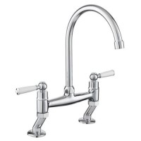Rangemaster AquaClassic Double Lever Kitchen Mixer Tap  - Brushed