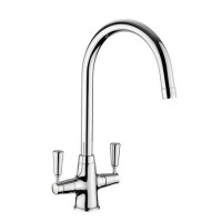 Rangemaster AquaClassic Double Lever Kitchen Mixer Tap - Antique Brass