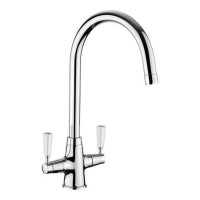 Rangemaster AquaClassic Double Lever Kitchen Mixer Tap  - Brushed