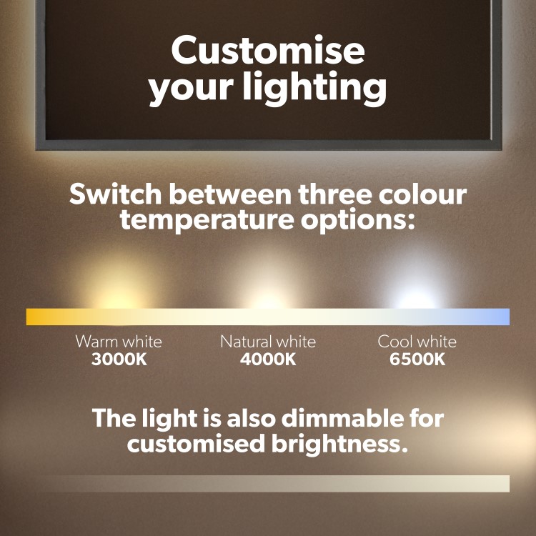 Rectangular Brass Backlit Heated Bathroom Mirror with Lights 700 x 400mm - Taurus