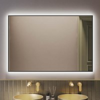 Rectangular Black Backlit Heated Bathroom Mirror with Lights 1200 x 800mm - Taurus Rectangular Black Backlit Heated Bathroom Mirror with Lights 1200 x 800mm - Taurus