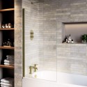 TAURBBSC Brushed Brass Pivot Shower Bath Screen 1450 x 775mm - Taurus