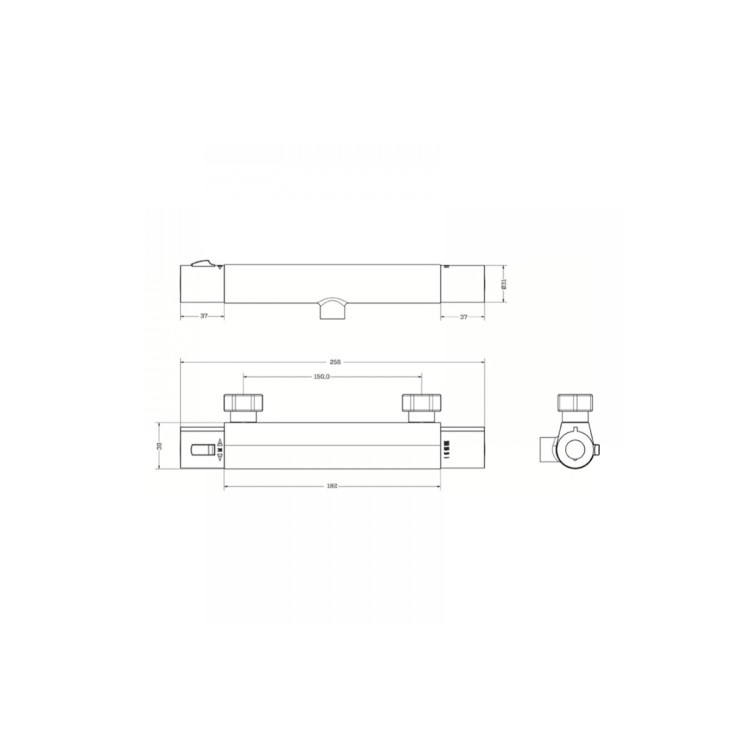 Cool Touch Minimalist Thermostatic Shower Bar Valve - WRAS Approved & TMV2