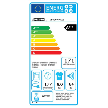 Miele TCF620WP T1 ChromeEdition 8kg Freestanding Heat Pump Condenser Tumble Dryer White