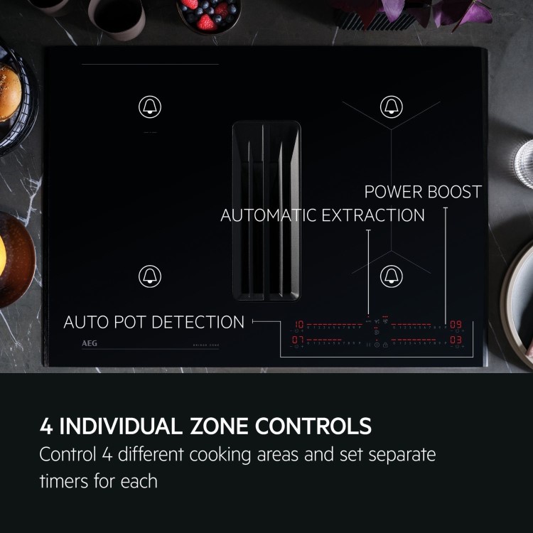AEG 6000 Series 70cm 4 Zone Venting Induction ExtractorHob