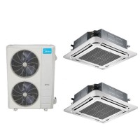 GRADE A2 - Refurbished Grade A1 48000  BTU 14kW A+/A+++ Super Slim Twin Ceiling Cassette with two 24000 BTU indoor units to a single outdoor unit