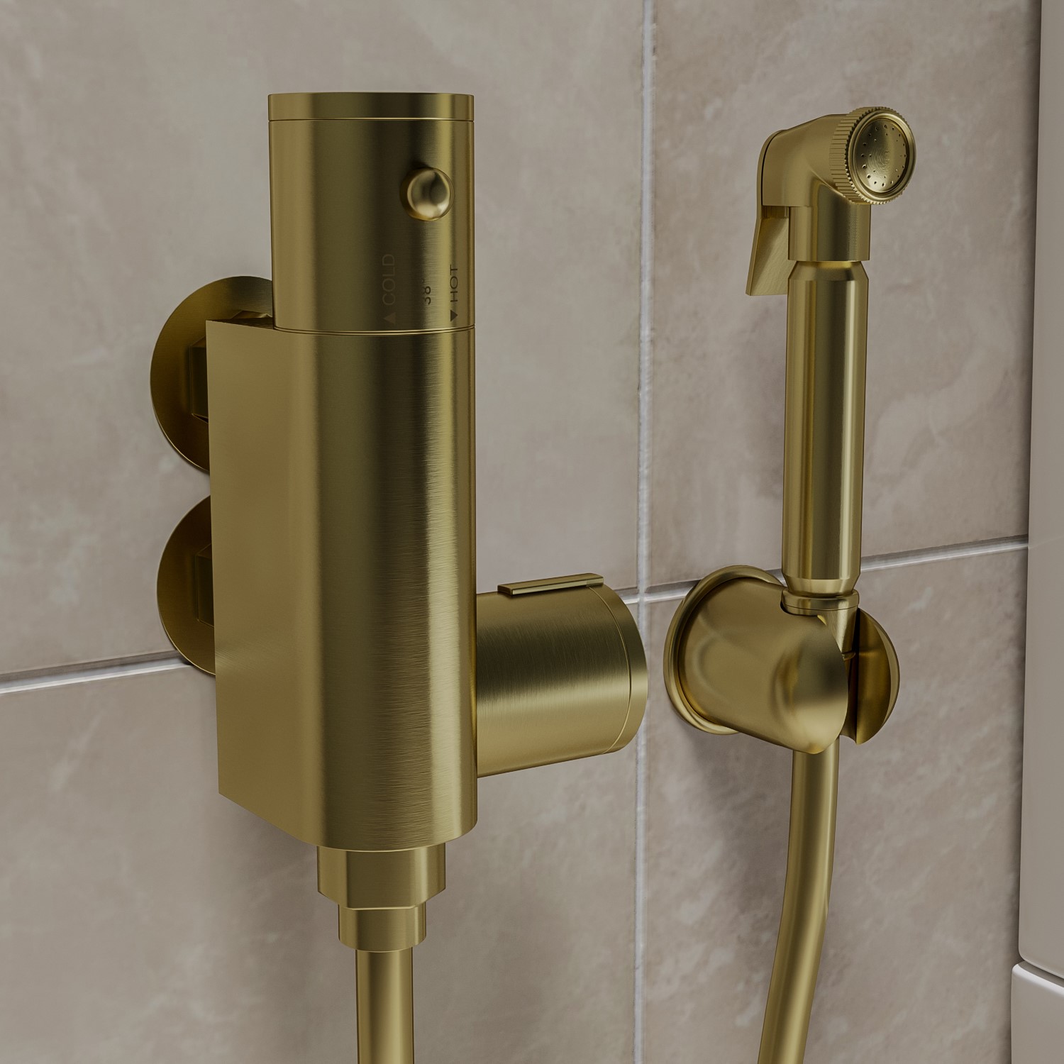 Brushed Brass Thermostatic Douche Shower...