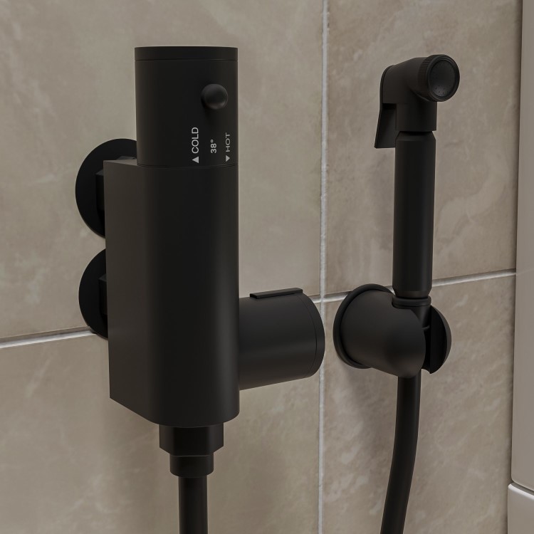 ONLY OPENED - Black Thermostatic Douche Shower Spray Kit