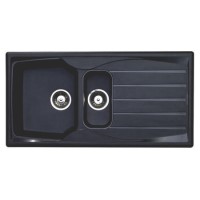 Astracast TE2125BLHOMESK Spacesaver 1.25 Bowl Reversible Drainer Teflite Composite Sink Black