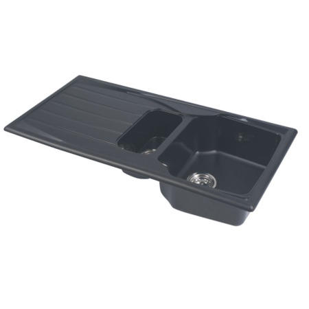 Astracast TE2125BLHOMESK Spacesaver 1.25 Bowl Reversible Drainer Teflite Composite Sink Black