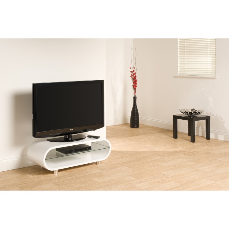 GRADE A1 - TechLink Ovid OV95 White TV Stand - Up to 50 Inch
