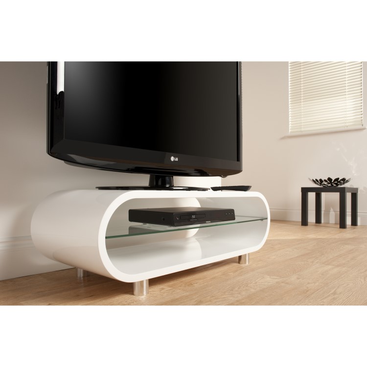 GRADE A1 - TechLink Ovid OV95 White TV Stand - Up to 50 Inch