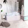 Palham Right Hand P Shape Bath 1500 with Side Panel &amp; Shower Screen 1500 x 700mm