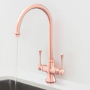 Rangemaster Estuary Dual Lever Monobloc Mixer Kitchen Tap- Brushed Copper