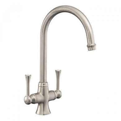 Rangemaster Brushed Nickel Twin Lever Kitchen Tap - Estuary