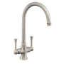 Rangemaster Estuary Dual Lever Monobloc Kitchen Mixer Tap - Brushed Nickel