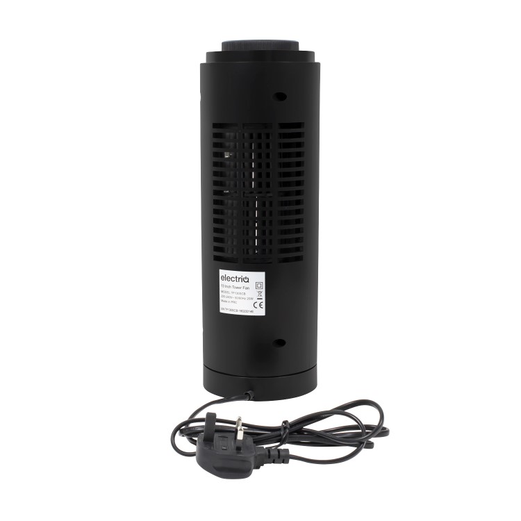 electriQ 13 Inch Quiet Oscillating Tower Fan - Black