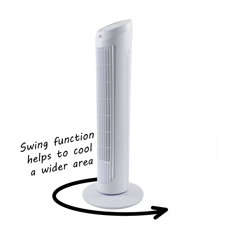GRADE A1 - 29" Tower Fan with Remote Control 3 Speed Settings Timer & Oscillation Functions