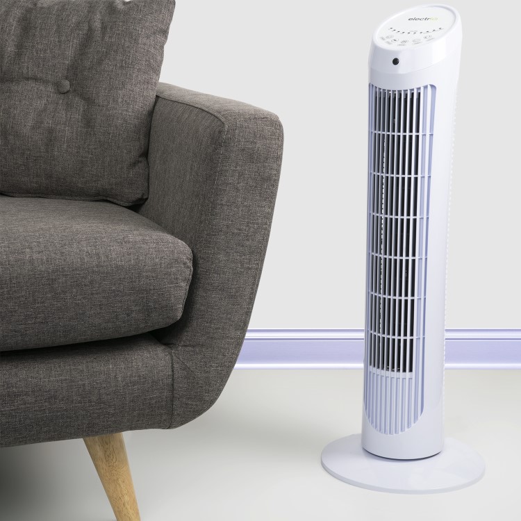 Refurbished electriQ 29 Inch Oscillating Tower Fan - White