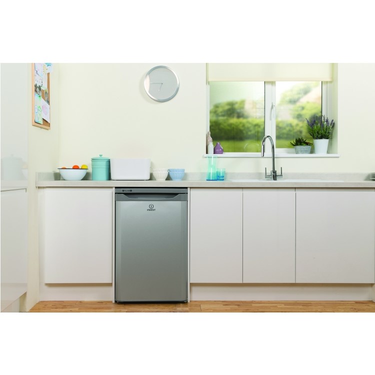 GRADE A2 - Indesit TFAA10S 45cm Wide Freestanding Under Counter Fridge - Silver