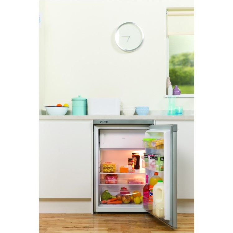 GRADE A2 - Indesit TFAA10S 45cm Wide Freestanding Under Counter Fridge - Silver