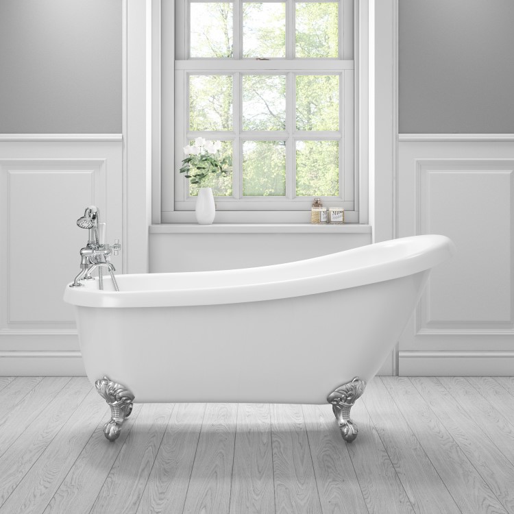 Winstanley Traditional Slipper Style Freestanding Bath with Ball & Claw Feet - 1550 x 720 x 770mm