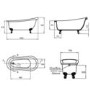 Winstanley Traditional Slipper Style Freestanding Bath with Ball & Claw Feet - 1550 x 720 x 770mm