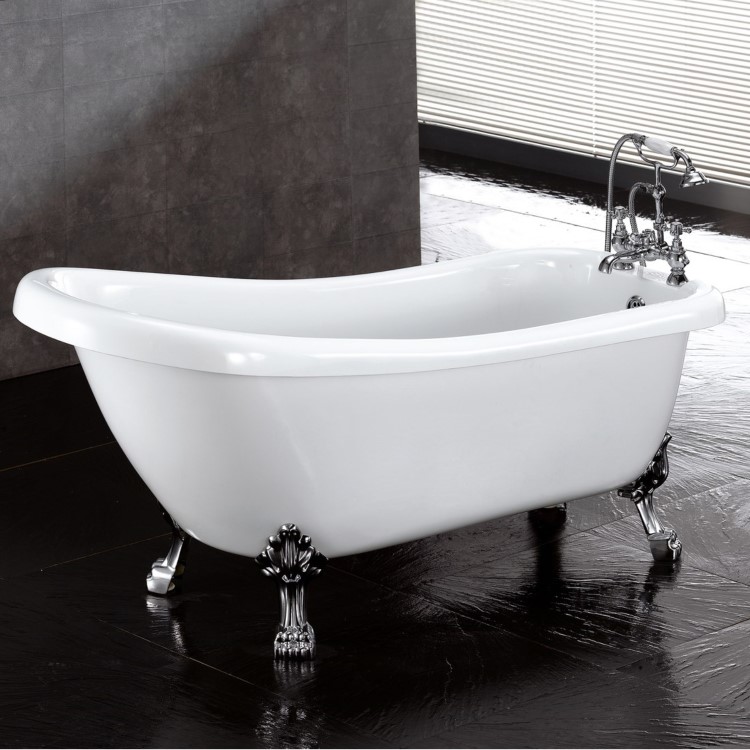 Kingham Traditional Slipper Style Freestanding Bath with Lion Feet - 1550 x 730 x 770mm