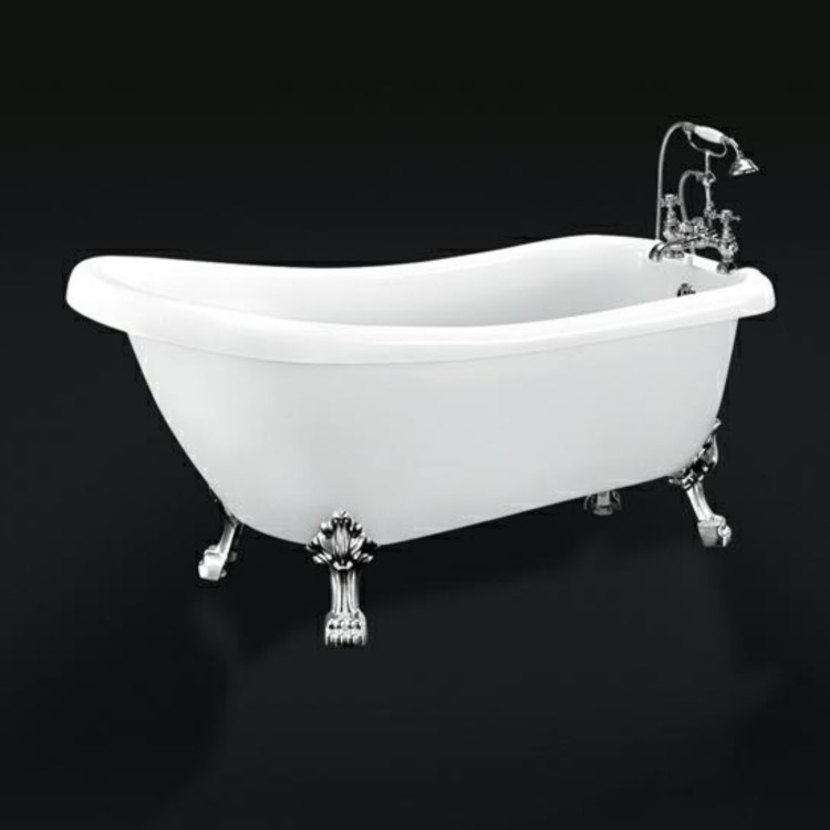 Kingham Traditional Slipper Style Freestanding Bath with Lion Feet - 1550 x 730 x 770mm