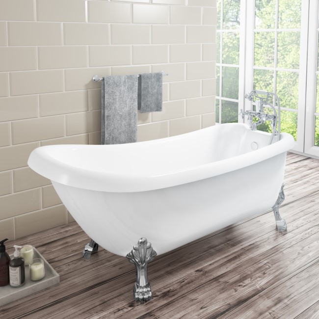 Kingham Traditional Slipper Style Freestanding Bath with Lion Feet - 1700 x 730 x 770mm