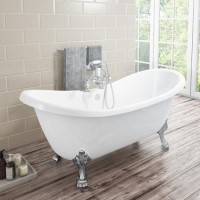 Lostock Traditional Double Ended Slipper Style Freestanding Bath with Lion Feet - 1750 x 730 x 770mm