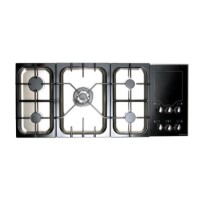 Rangemaster 82090 Toledo Freestyle 120cm Gas Hob With Warming Zone And Gloss Pan Stands - Stainless Steel