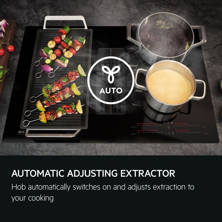 Refurbished AEG 6000 Series 80 cm 4 Zone Venting Induction Hob - Black