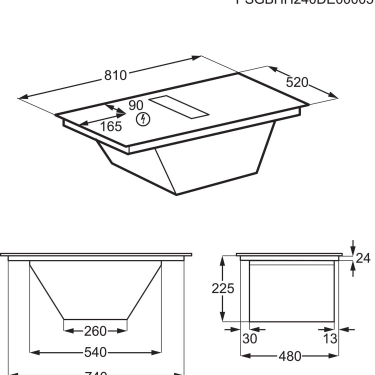 Refurbished AEG 6000 Series 80 cm 4 Zone Venting Induction Hob - Black